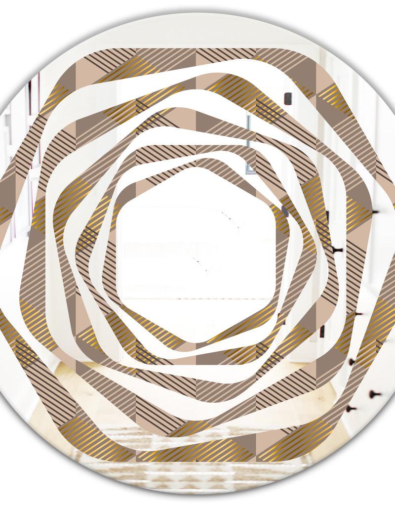 DesignQ Retro Square Design VI - Modern Round Or Oval Wall Mirror - Whirl