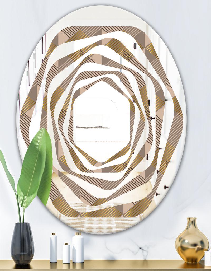 DesignQ Retro Square Design VI - Modern Round Or Oval Wall Mirror - Whirl