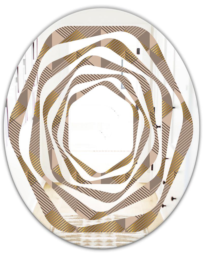 DesignQ Retro Square Design VI - Modern Round Or Oval Wall Mirror - Whirl