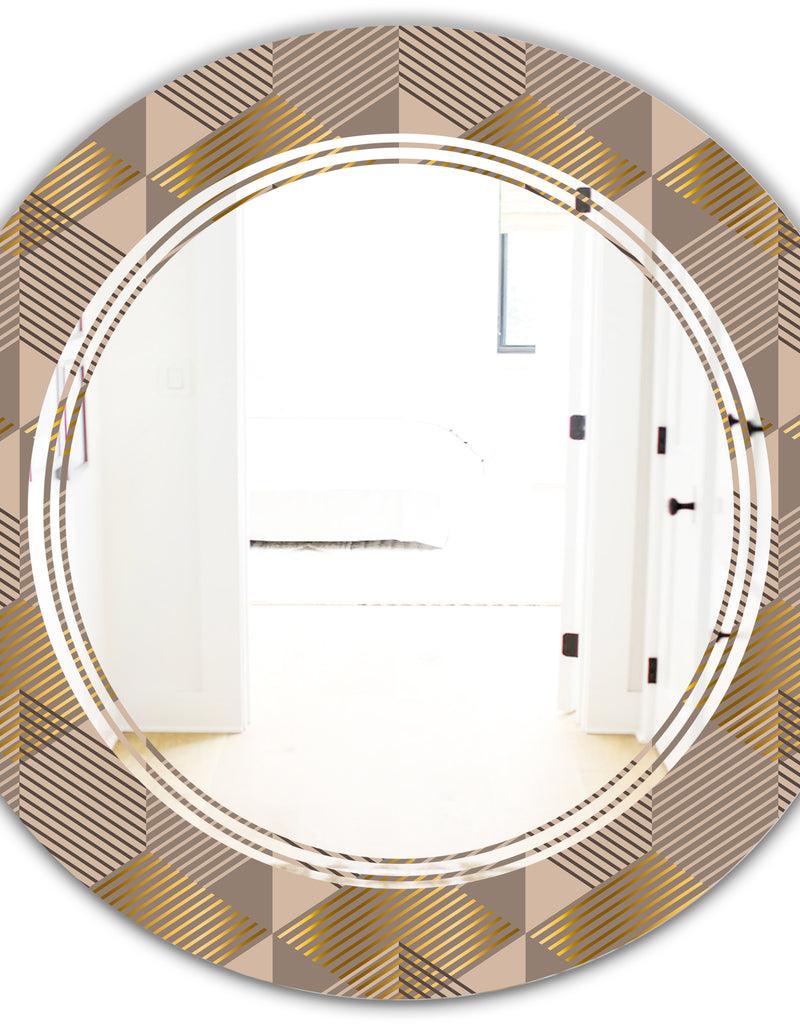 DesignQ Retro Square Design VI - Modern Round Or Oval Wall Mirror - Triple C