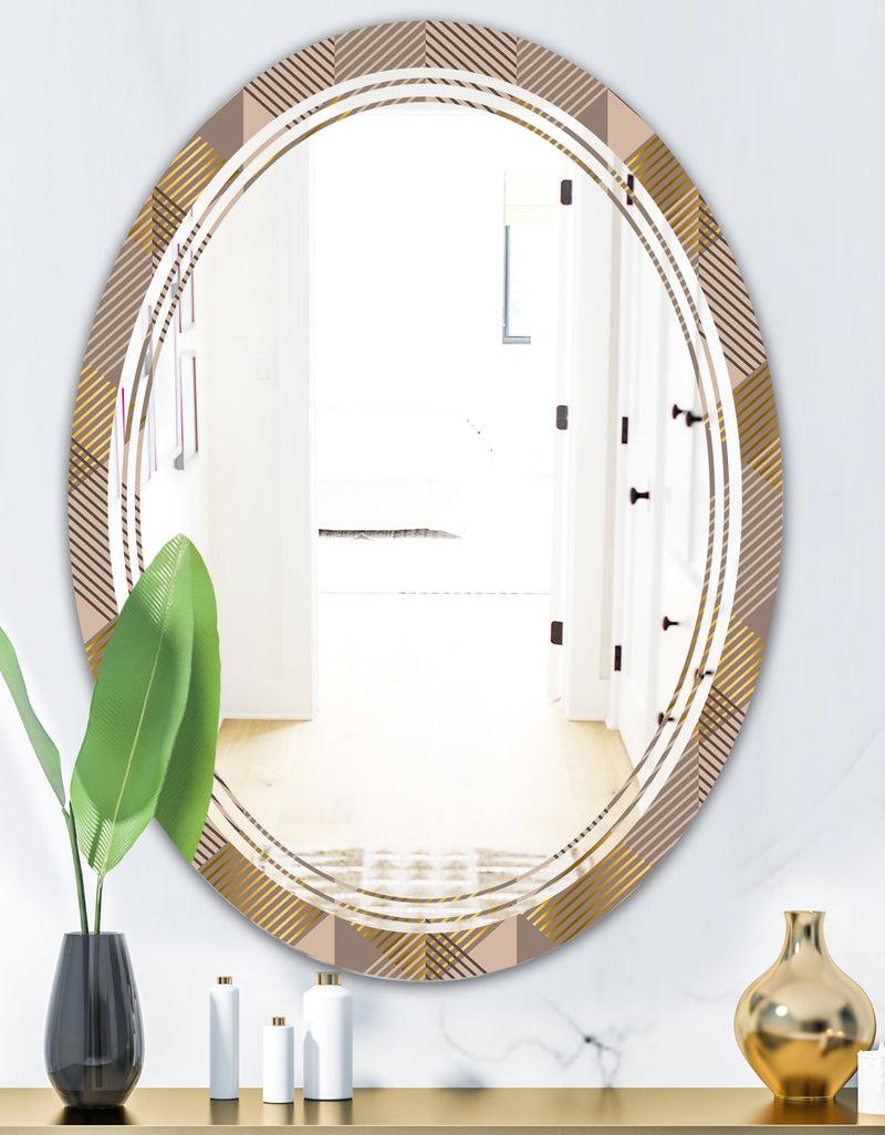 DesignQ Retro Square Design VI - Modern Round Or Oval Wall Mirror - Triple C