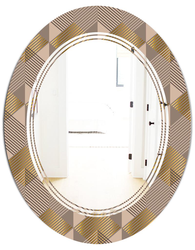 DesignQ Retro Square Design VI - Modern Round Or Oval Wall Mirror - Triple C