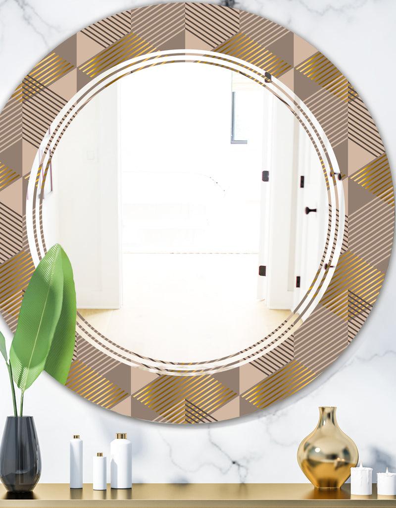DesignQ Retro Square Design VI - Modern Round or Oval Wall Mirror - Triple C