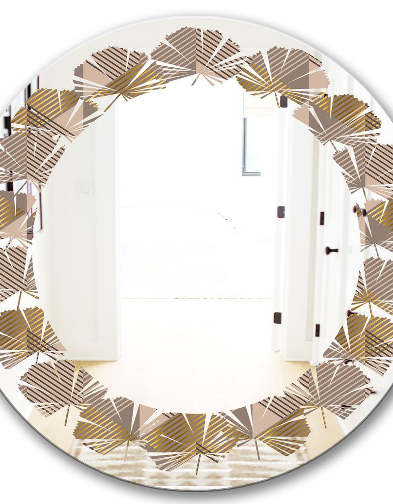 DesignQ Retro Square Design VI - Modern Round Or Oval Wall Mirror - Leaves