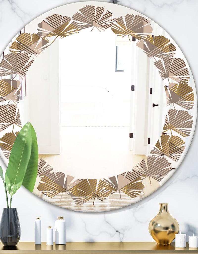 DesignQ Retro Square Design VI - Modern Round or Oval Wall Mirror - Leaves