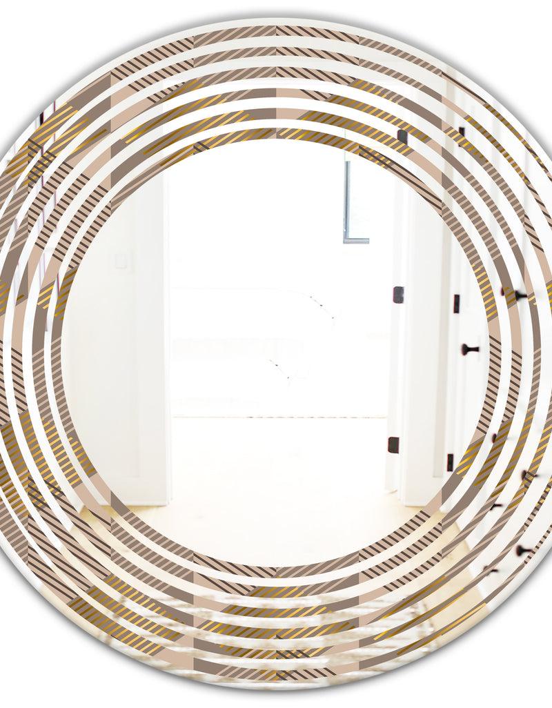 DesignQ Retro Square Design VI - Modern Round Or Oval Wall Mirror - Wave