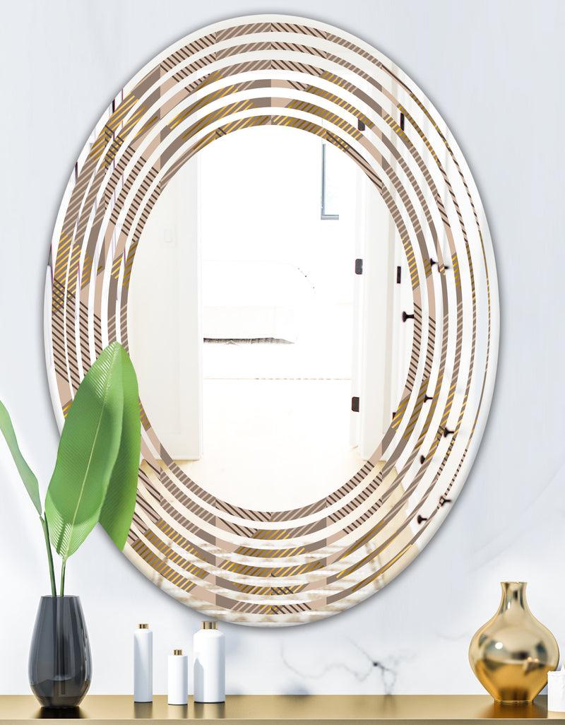 DesignQ Retro Square Design VI - Modern Round Or Oval Wall Mirror - Wave
