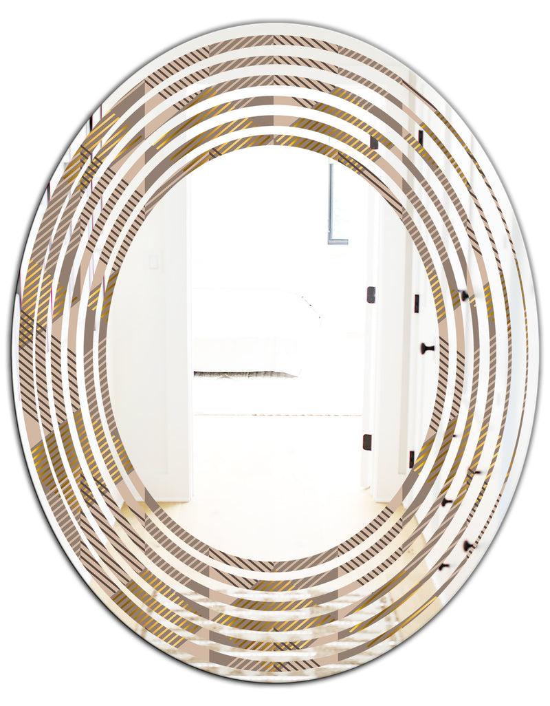 DesignQ Retro Square Design VI - Modern Round Or Oval Wall Mirror - Wave
