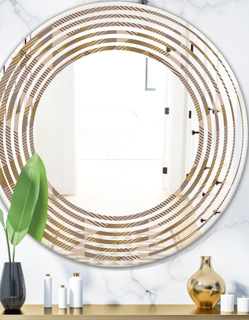 DesignQ Retro Square Design VI - Modern Round or Oval Wall Mirror - Wave