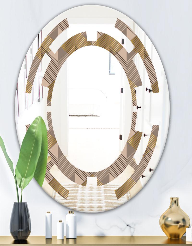 DesignQ Retro Square Design VI - Modern Round Or Oval Wall Mirror - Space