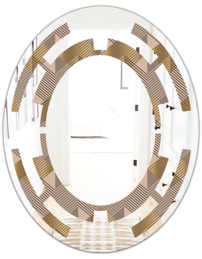 DesignQ Retro Square Design VI - Modern Round Or Oval Wall Mirror - Space