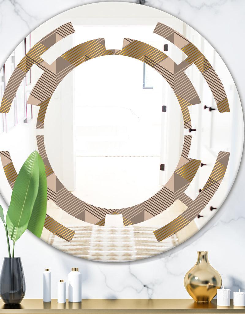 DesignQ Retro Square Design VI - Modern Round or Oval Wall Mirror - Space