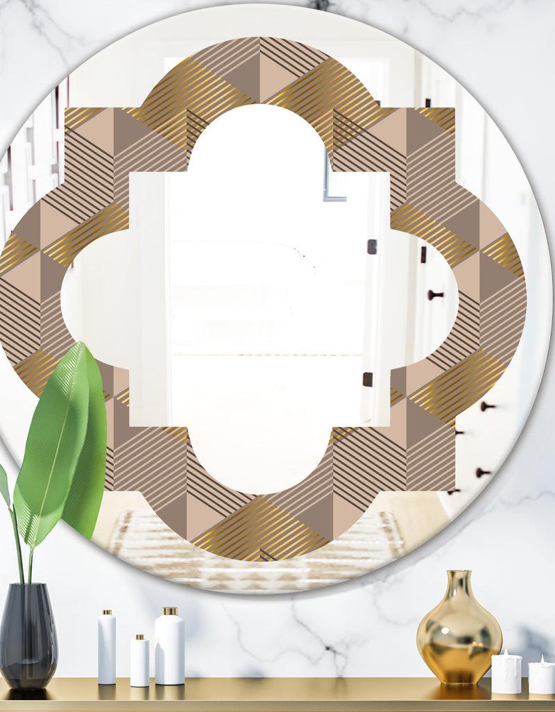DesignQ Retro Square Design VI - Modern Round or Oval Wall Mirror - Quatrefoil