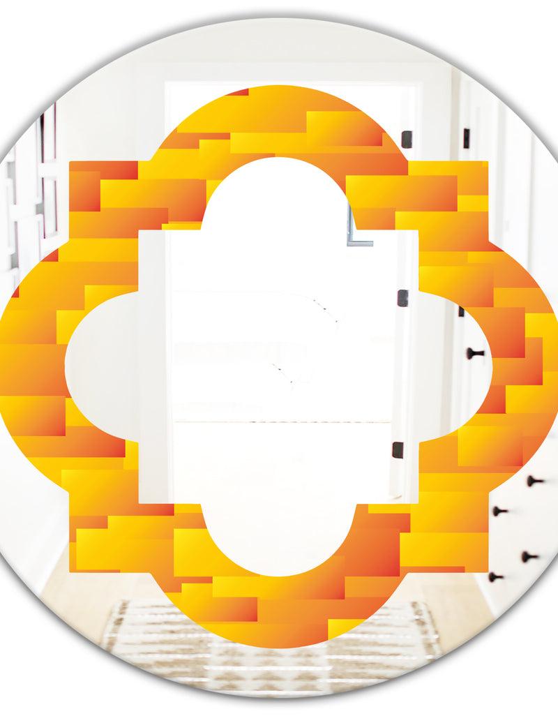 DesignQ Retro Square Design VIII - Modern Round Or Oval Wall Mirror - Quatrefoil