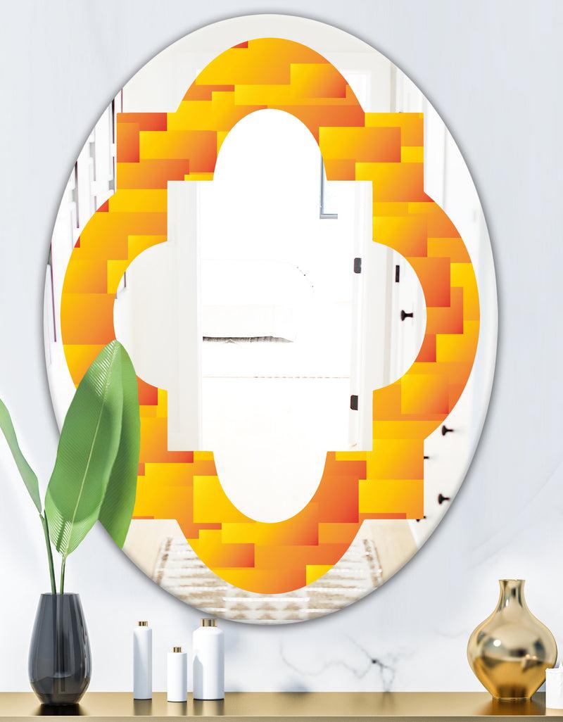 DesignQ Retro Square Design VIII - Modern Round Or Oval Wall Mirror - Quatrefoil