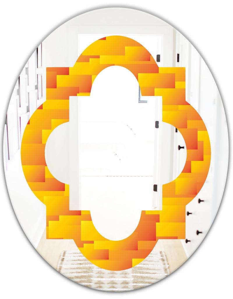DesignQ Retro Square Design VIII - Modern Round Or Oval Wall Mirror - Quatrefoil