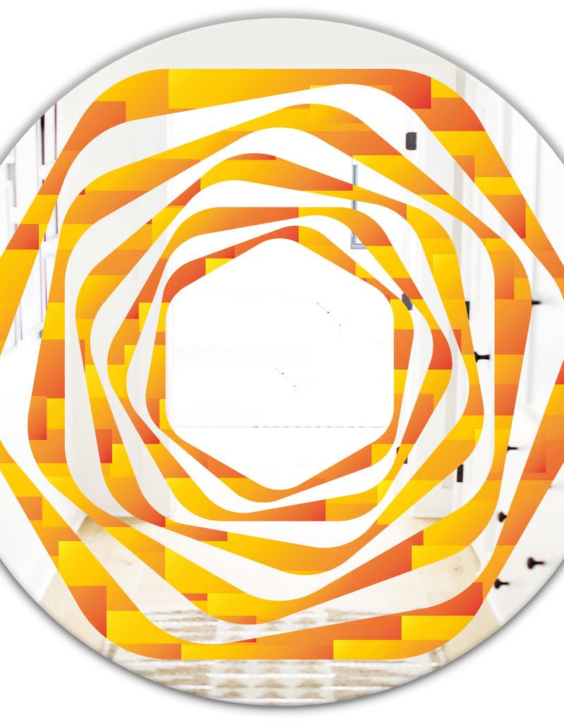 DesignQ Retro Square Design VIII - Modern Round Or Oval Wall Mirror - Whirl