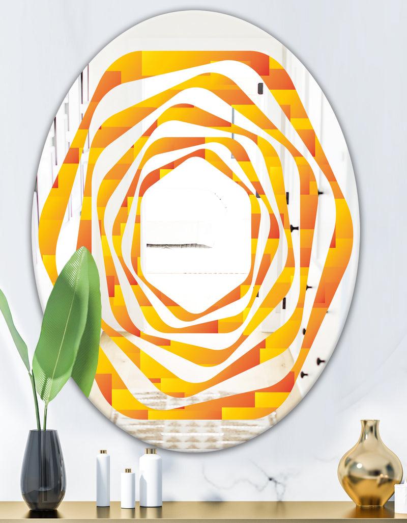 DesignQ Retro Square Design VIII - Modern Round Or Oval Wall Mirror - Whirl