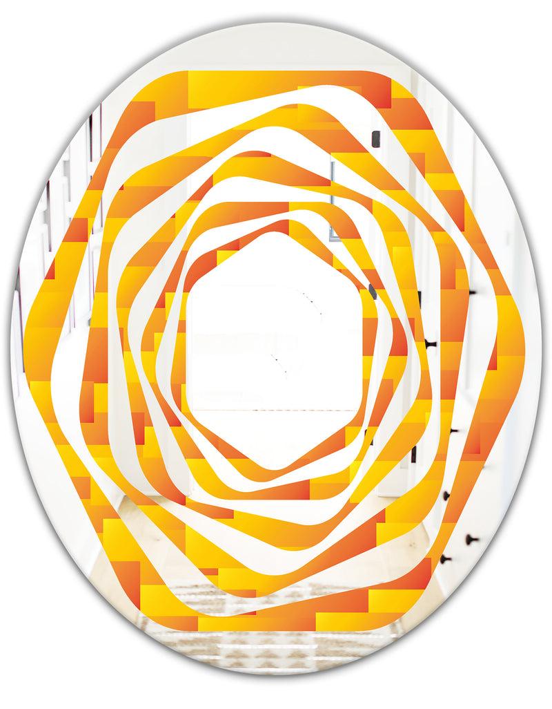 DesignQ Retro Square Design VIII - Modern Round Or Oval Wall Mirror - Whirl