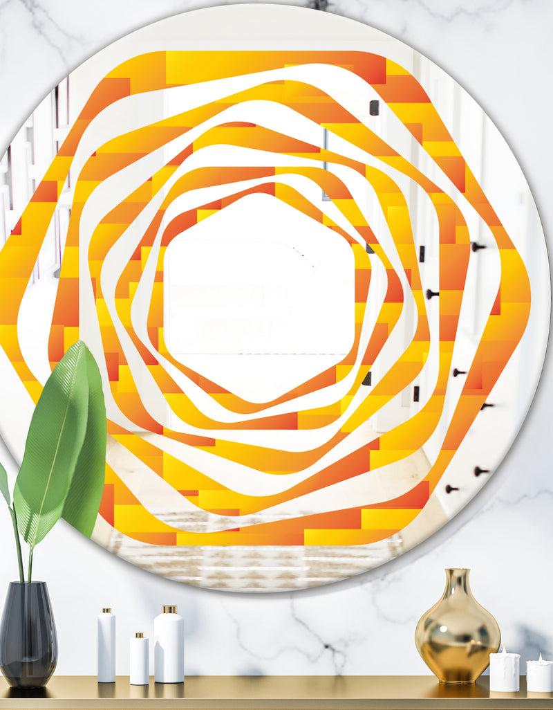 DesignQ Retro Square Design VIII - Modern Round or Oval Wall Mirror - Whirl