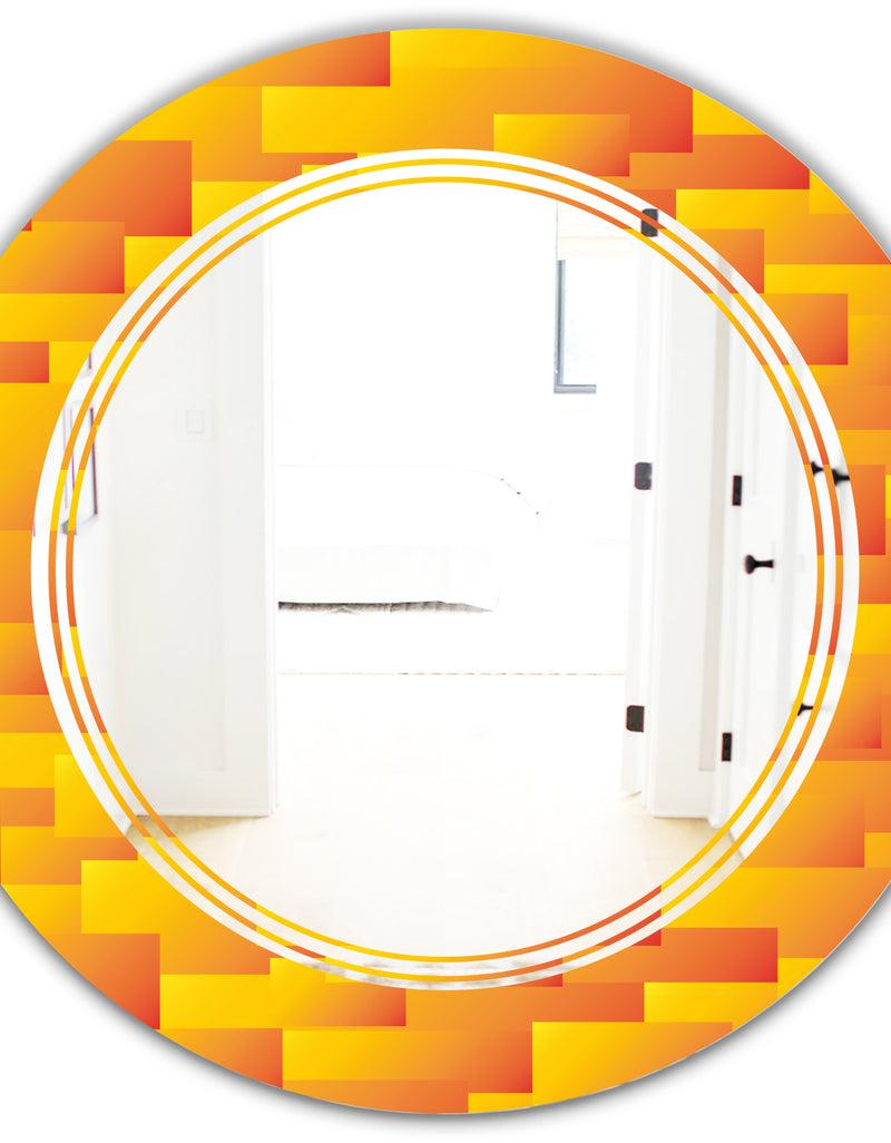 DesignQ Retro Square Design VIII - Modern Round Or Oval Wall Mirror - Triple C