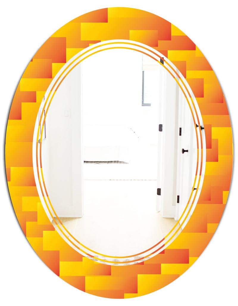 DesignQ Retro Square Design VIII - Modern Round Or Oval Wall Mirror - Triple C