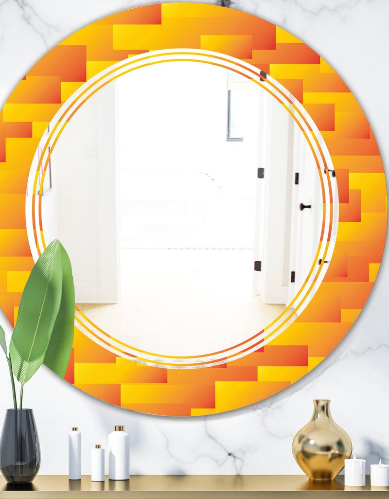DesignQ Retro Square Design VIII - Modern Round or Oval Wall Mirror - Triple C