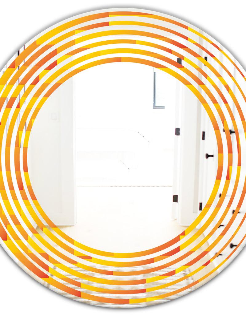 DesignQ Retro Square Design VIII - Modern Round Or Oval Wall Mirror - Wave