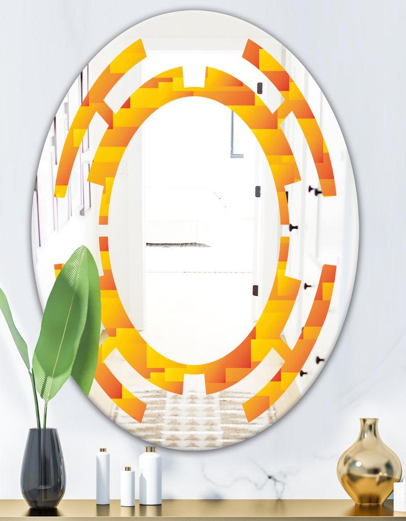DesignQ Retro Square Design VIII - Modern Round Or Oval Wall Mirror - Space