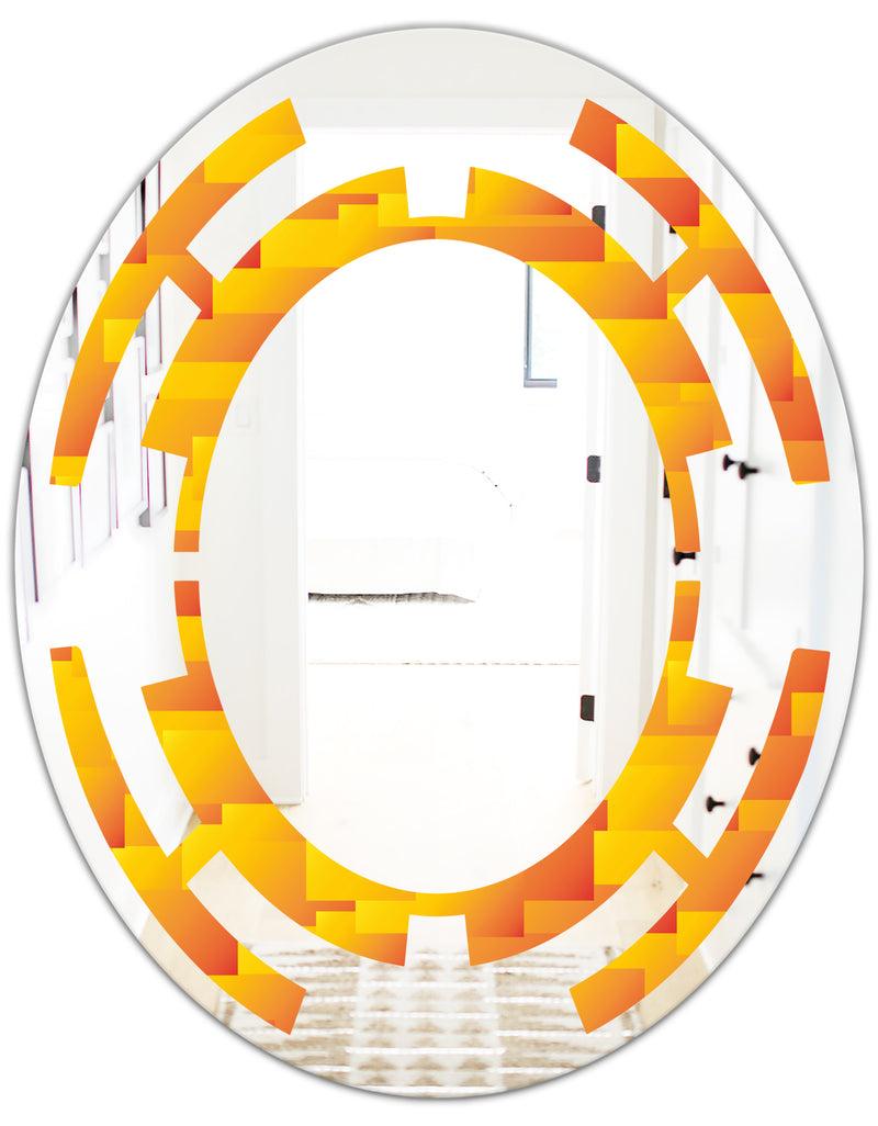 DesignQ Retro Square Design VIII - Modern Round Or Oval Wall Mirror - Space