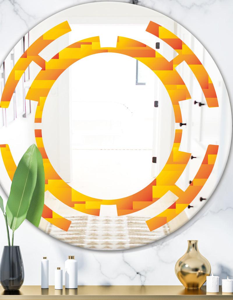 DesignQ Retro Square Design VIII - Modern Round or Oval Wall Mirror - Space