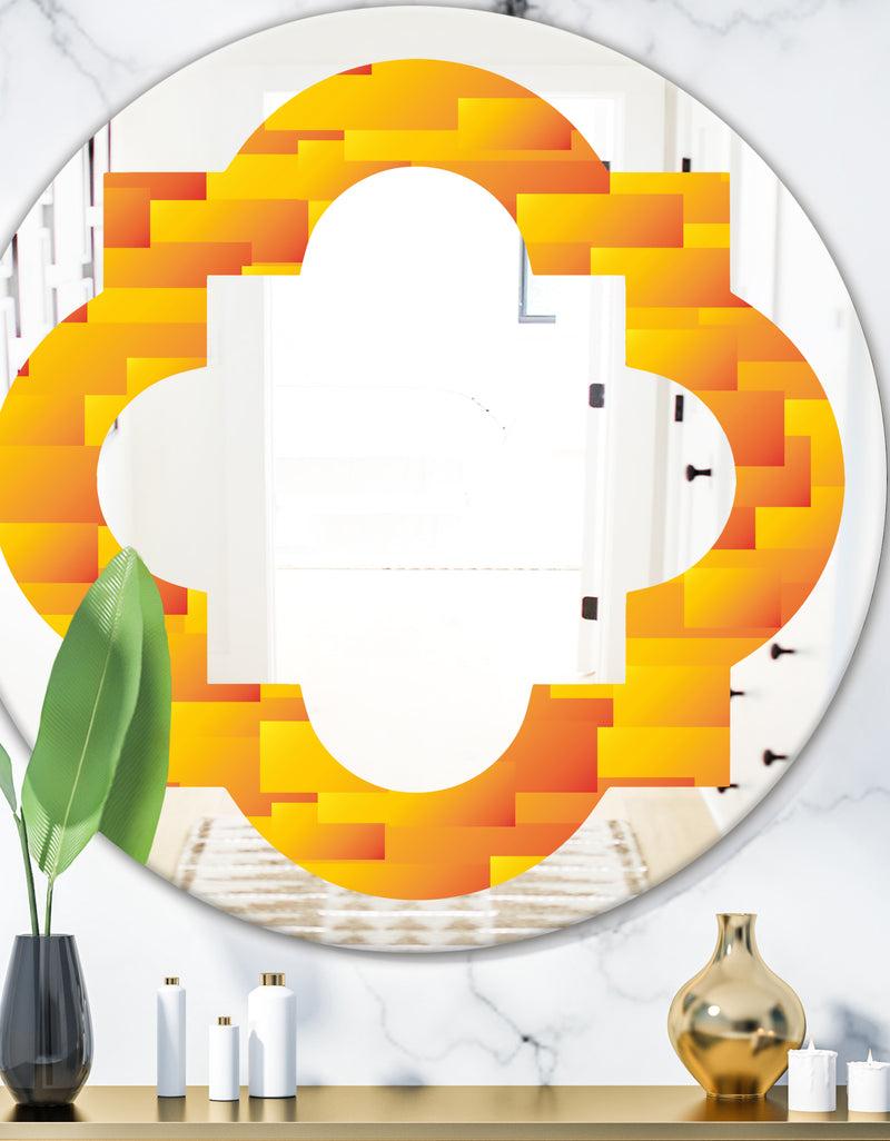 DesignQ Retro Square Design VIII - Modern Round or Oval Wall Mirror - Quatrefoil
