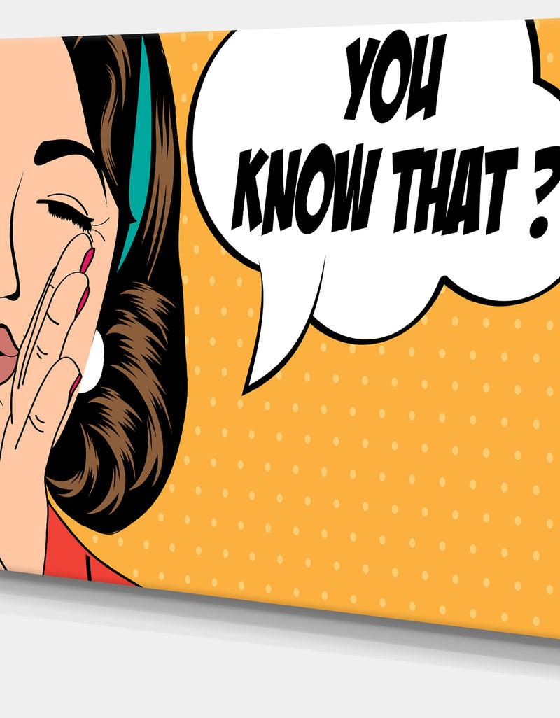 DesignQ Retro Woman In Comic Style - Portrait Digital Art Canvas Print