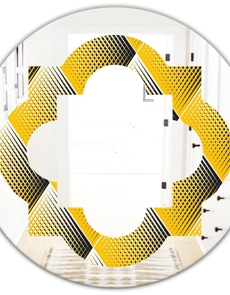 DesignQ Rhombus Retro Geometric - Modern Round Or Oval Wall Mirror - Quatrefoil