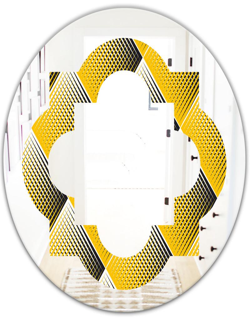 DesignQ Rhombus Retro Geometric - Modern Round Or Oval Wall Mirror - Quatrefoil
