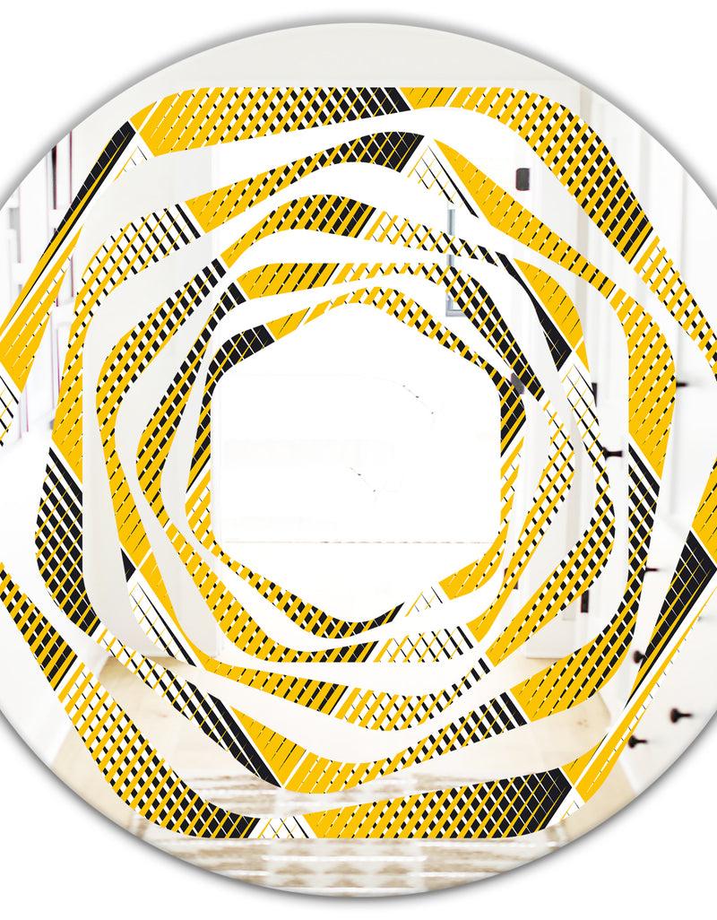 DesignQ Rhombus Retro Geometric - Modern Round Or Oval Wall Mirror - Whirl