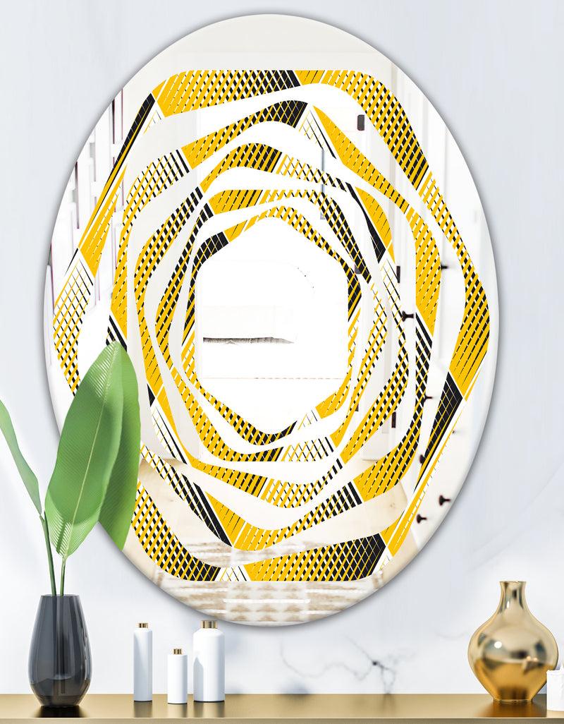 DesignQ Rhombus Retro Geometric - Modern Round Or Oval Wall Mirror - Whirl