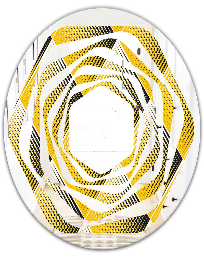 DesignQ Rhombus Retro Geometric - Modern Round Or Oval Wall Mirror - Whirl