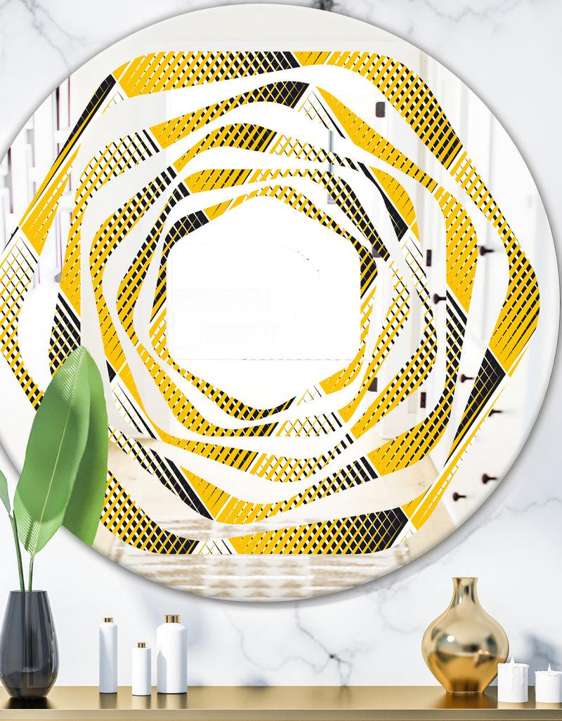 DesignQ Rhombus Retro Geometric - Modern Round or Oval Wall Mirror - Whirl
