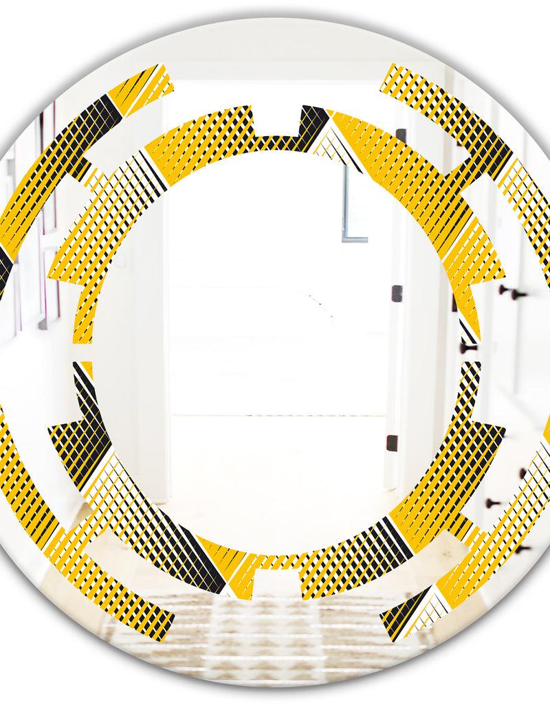 DesignQ Rhombus Retro Geometric - Modern Round Or Oval Wall Mirror - Space