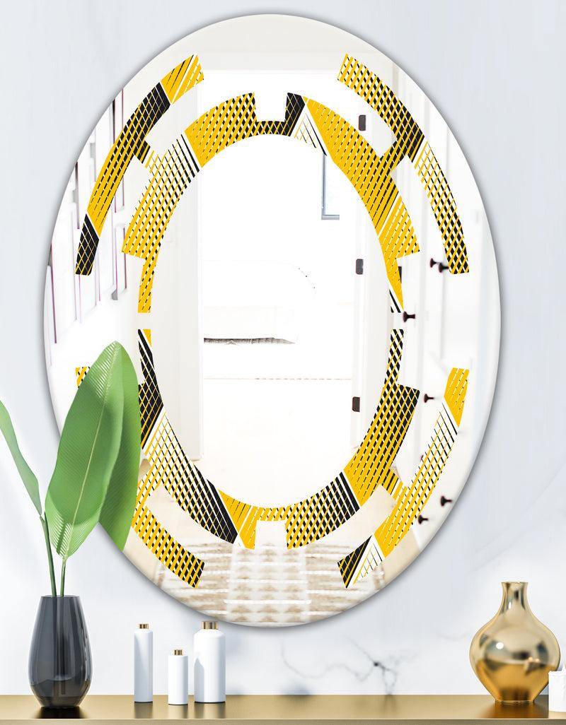 DesignQ Rhombus Retro Geometric - Modern Round Or Oval Wall Mirror - Space