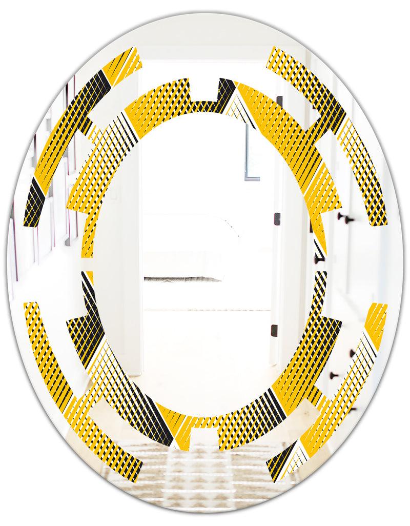 DesignQ Rhombus Retro Geometric - Modern Round Or Oval Wall Mirror - Space