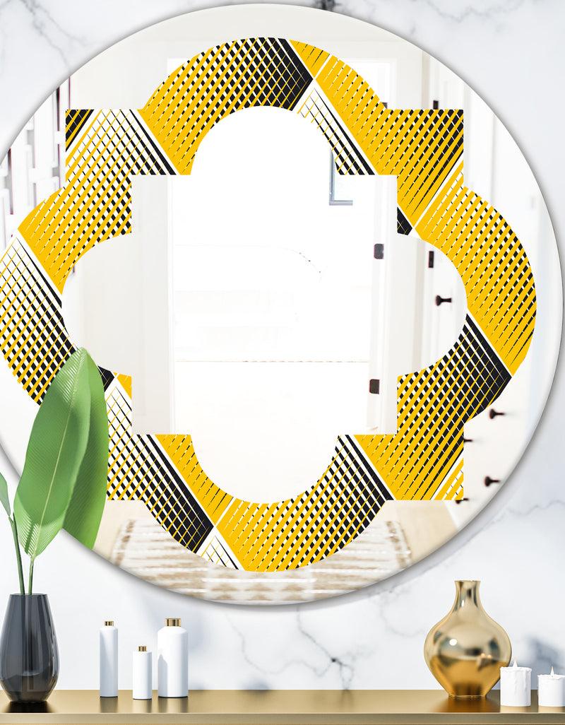 DesignQ Rhombus Retro Geometric - Modern Round or Oval Wall Mirror - Quatrefoil