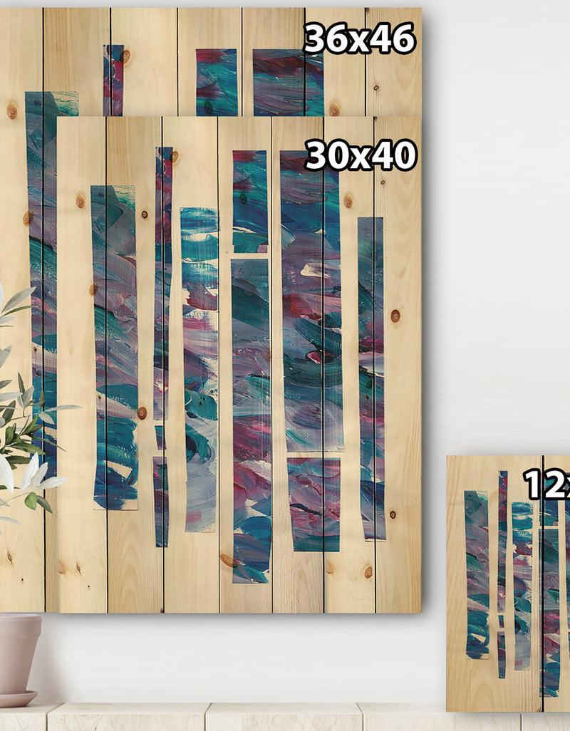 DesignQ Ribbons Of Jewels II - Modern Geometric Print On Natural Pine Wood