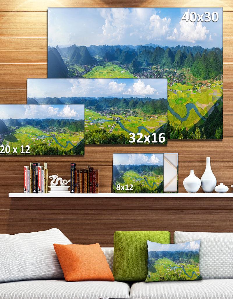 DesignQ Rice Field Valley Vietnam Panorama - Landscape Wall Art Canvas Print