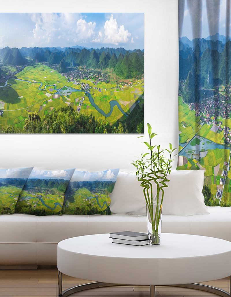 DesignQ Rice Field Valley Vietnam Panorama - Landscape Wall Art Canvas Print