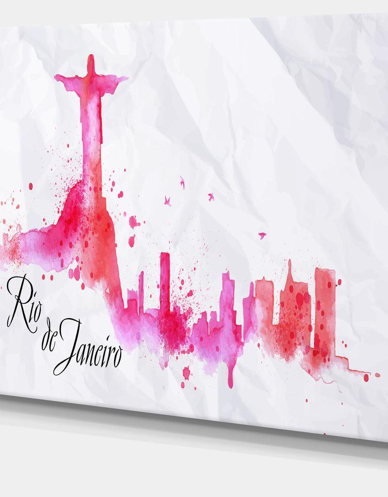 DesignQ Rio De Janeiro Red Silhouette - Cityscape Painting Canvas Print