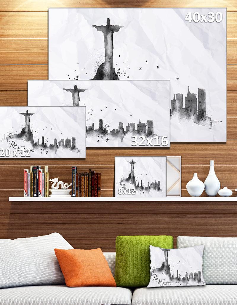DesignQ Rio De Janeiro Silhouette - Cityscape Painting Canvas Print