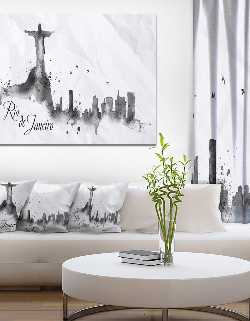 DesignQ Rio de Janeiro Silhouette - Cityscape Painting Canvas Print
