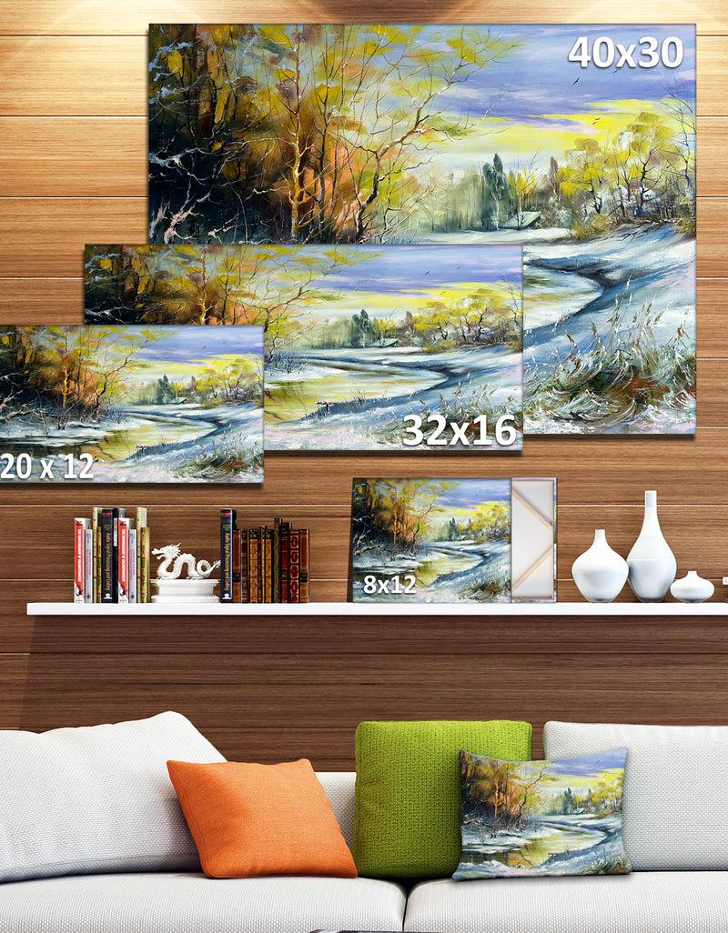 DesignQ River In The Spring Woods - Landscape Canvas Art Print